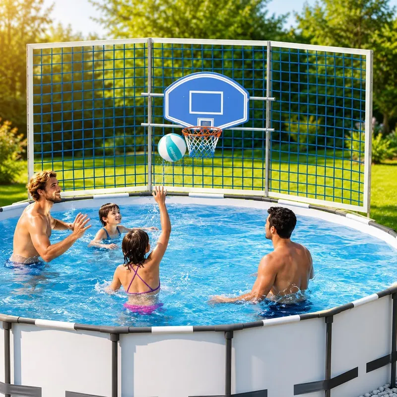 ECOPOOLTECH Pool Basketball Hoop for Round Above Ground Frame Pools